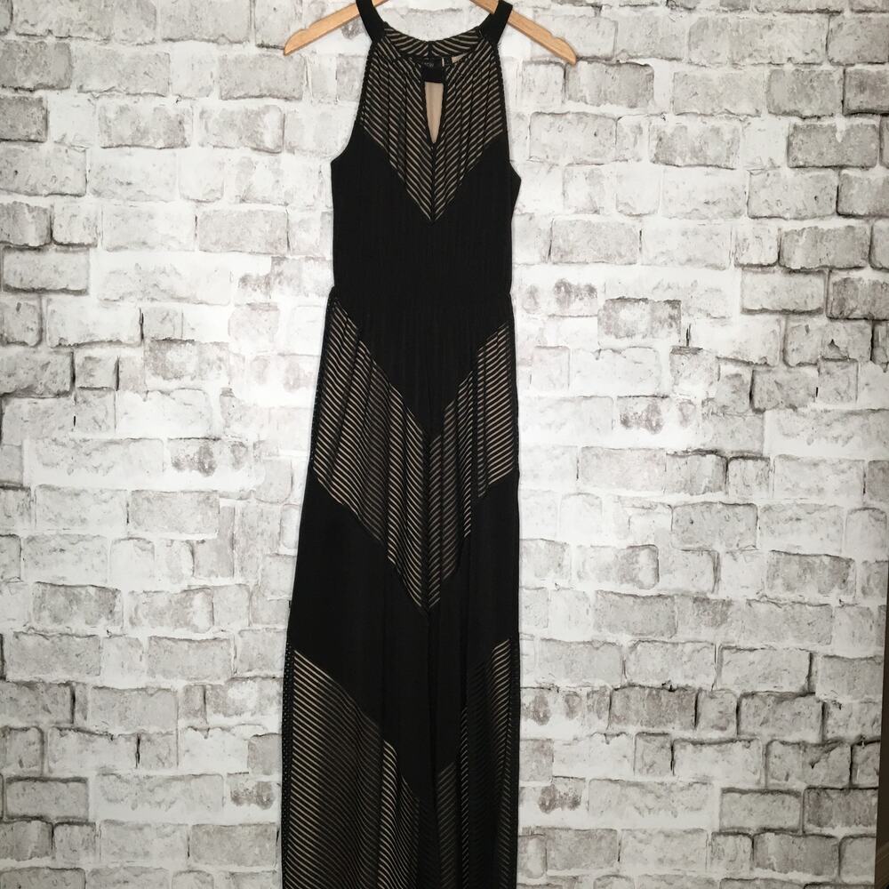 Apt 9 Women's Size S Maxi Dress Halter Style Black Nude Lining Chevron Design